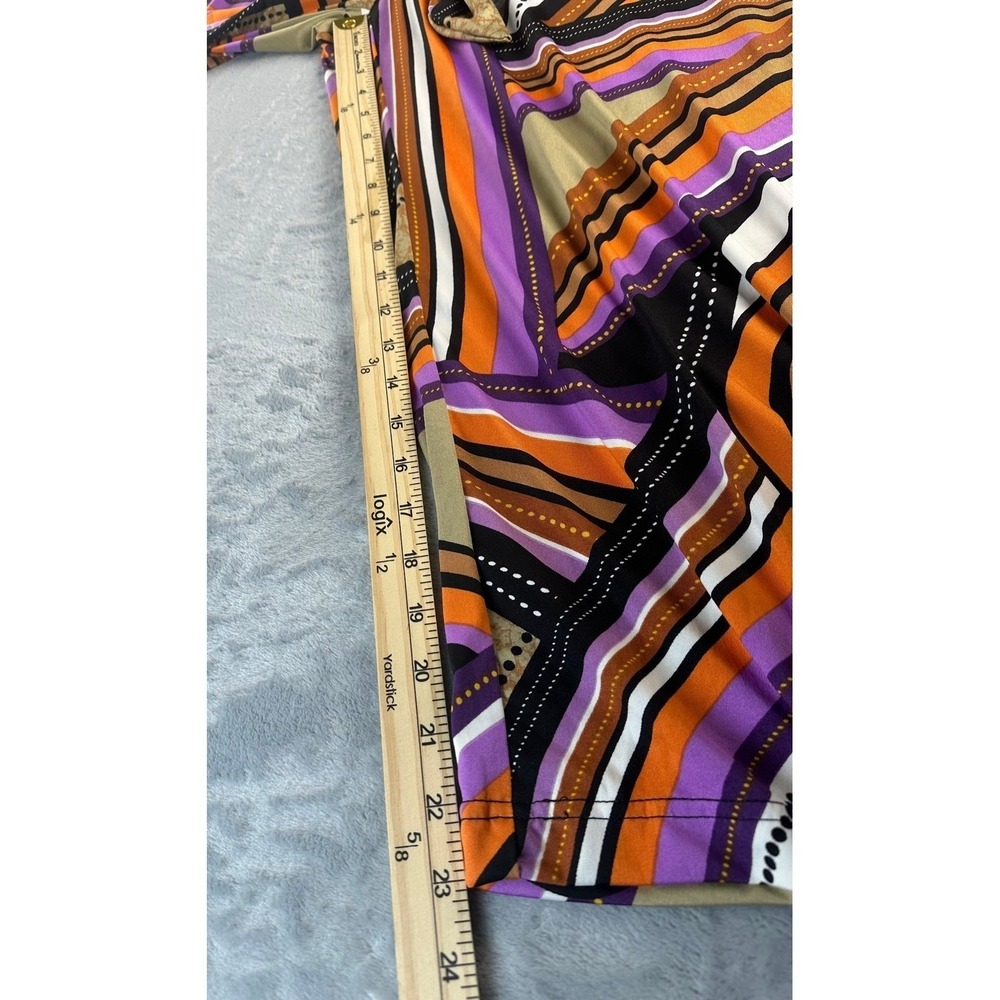 Robert Louis Wide Leg Pants XL Orange Purple Abstract Geometric Print Tie Waist - Picture 7 of 9